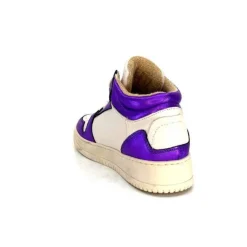 Méliné Meline 22Db Cuir Creme Et Violet*Femme Baskets