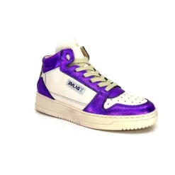 Méliné Meline 22Db Cuir Creme Et Violet*Femme Baskets