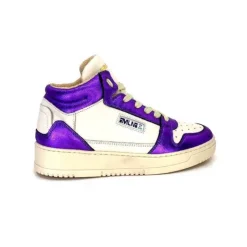 Méliné Meline 22Db Cuir Creme Et Violet*Femme Baskets