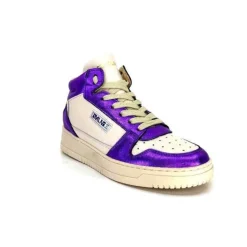 Méliné Meline 22Db Cuir Creme Et Violet*Femme Baskets