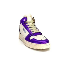 Méliné Meline 22Db Cuir Creme Et Violet*Femme Baskets