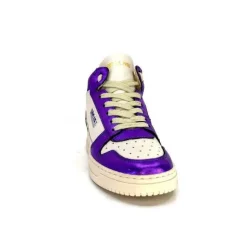 Méliné Meline 22Db Cuir Creme Et Violet*Femme Baskets