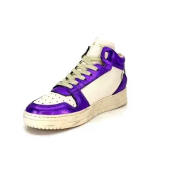 Méliné Meline 22Db Cuir Creme Et Violet*Femme Baskets