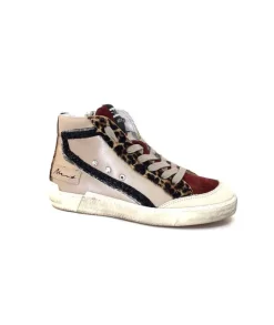 Méliné Meline Nkc320 Cuir Nacre Nude Daim Rouge Paillette Noir*Femme Baskets