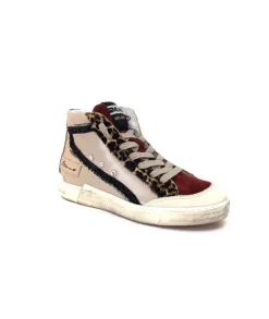 Méliné Meline Nkc320 Cuir Nacre Nude Daim Rouge Paillette Noir*Femme Baskets