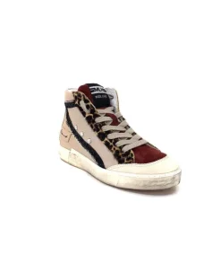 Méliné Meline Nkc320 Cuir Nacre Nude Daim Rouge Paillette Noir*Femme Baskets