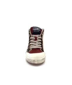 Méliné Meline Nkc320 Cuir Nacre Nude Daim Rouge Paillette Noir*Femme Baskets