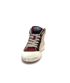 Méliné Meline Nkc320 Cuir Nacre Nude Daim Rouge Paillette Noir*Femme Baskets