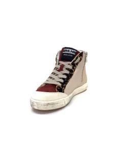 Méliné Meline Nkc320 Cuir Nacre Nude Daim Rouge Paillette Noir*Femme Baskets