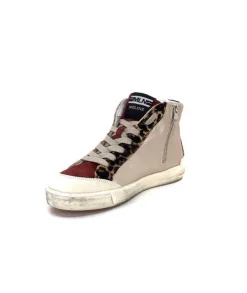Méliné Meline Nkc320 Cuir Nacre Nude Daim Rouge Paillette Noir*Femme Baskets