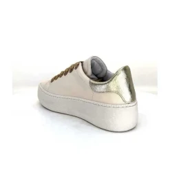 Méliné Meline Pf222 Cuir Creme Et Dore*Femme Baskets