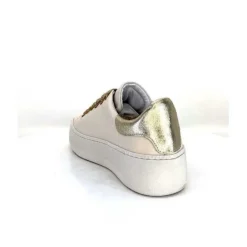 Méliné Meline Pf222 Cuir Creme Et Dore*Femme Baskets