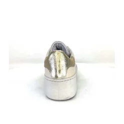 Méliné Meline Pf222 Cuir Creme Et Dore*Femme Baskets