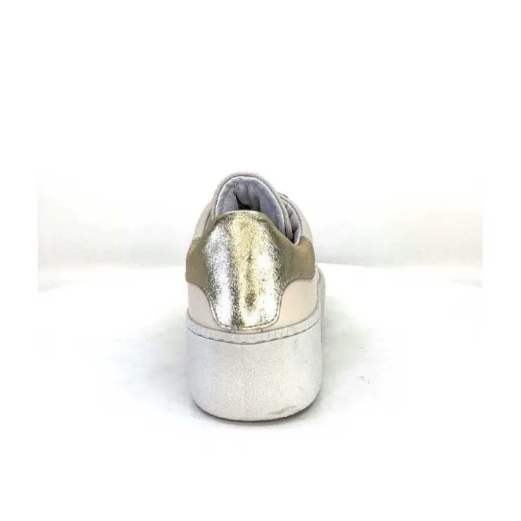 Méliné Meline Pf222 Cuir Creme Et Dore*Femme Baskets