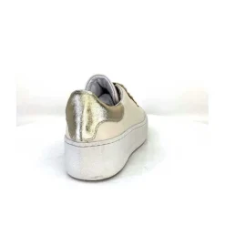 Méliné Meline Pf222 Cuir Creme Et Dore*Femme Baskets