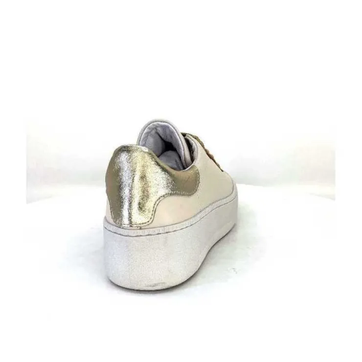 Méliné Meline Pf222 Cuir Creme Et Dore*Femme Baskets