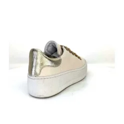 Méliné Meline Pf222 Cuir Creme Et Dore*Femme Baskets