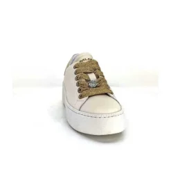 Méliné Meline Pf222 Cuir Creme Et Dore*Femme Baskets