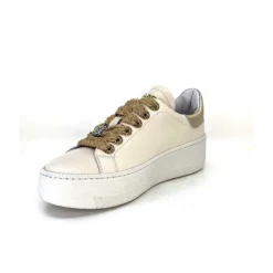 Méliné Meline Pf222 Cuir Creme Et Dore*Femme Baskets
