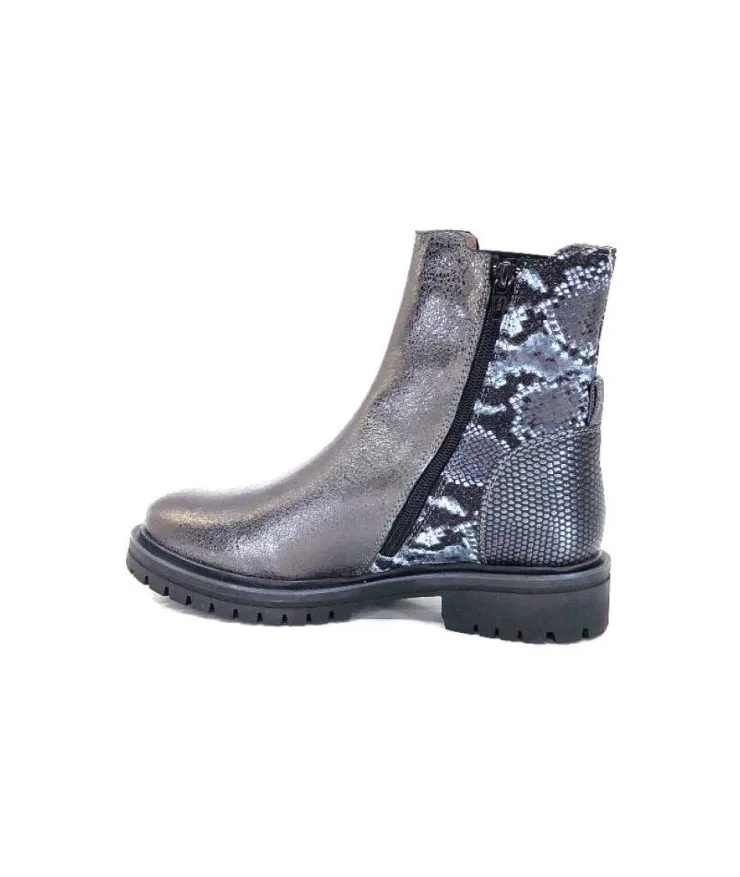 MKD Gilda Cuir Metal Gris*Femme Bottines