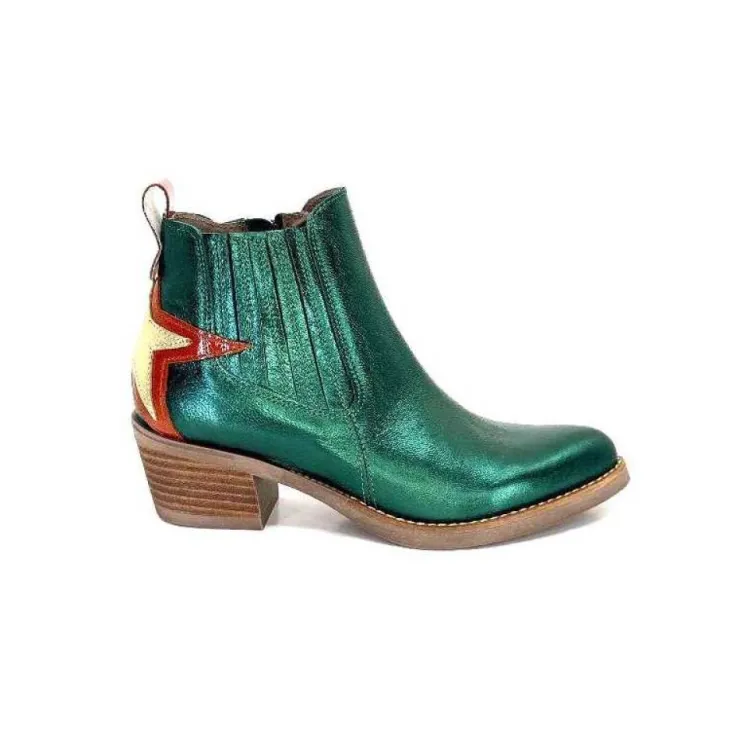 MKD Izac Cuir Metal Vert*Femme Santiags