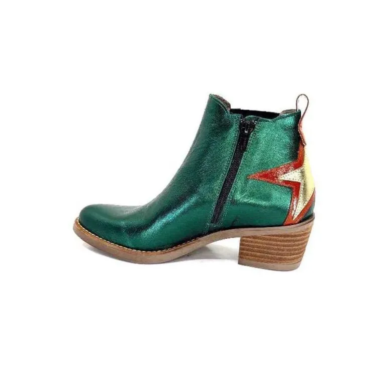 MKD Izac Cuir Metal Vert*Femme Santiags