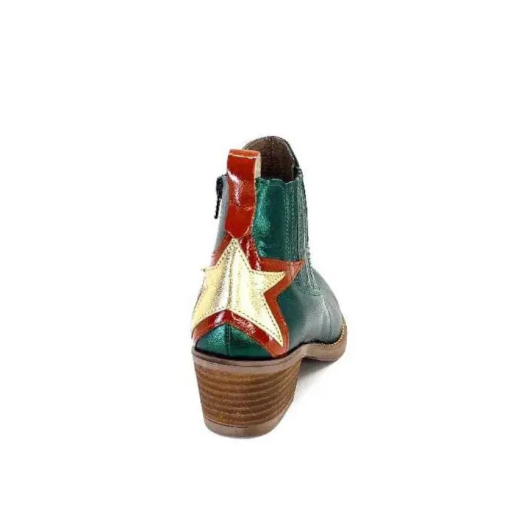 MKD Izac Cuir Metal Vert*Femme Santiags