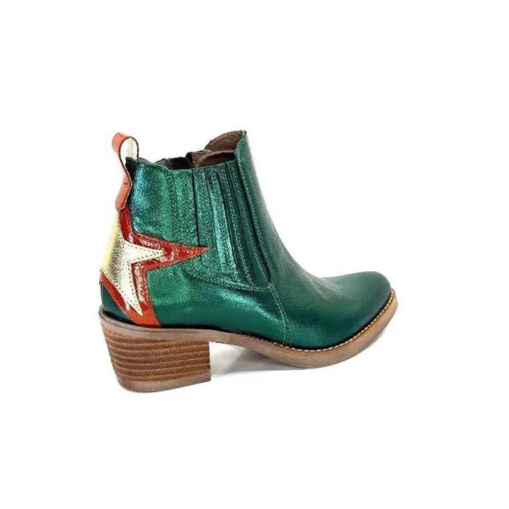 MKD Izac Cuir Metal Vert*Femme Santiags