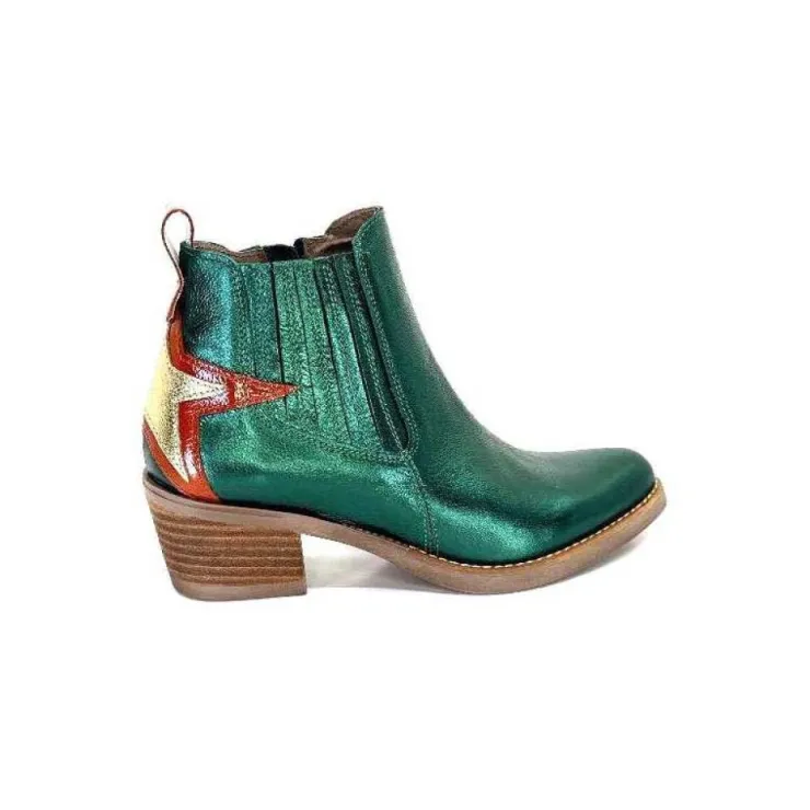 MKD Izac Cuir Metal Vert*Femme Santiags