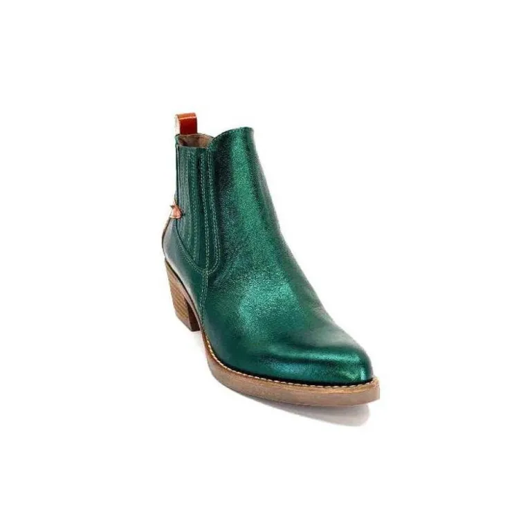 MKD Izac Cuir Metal Vert*Femme Santiags