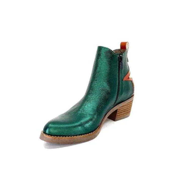 MKD Izac Cuir Metal Vert*Femme Santiags
