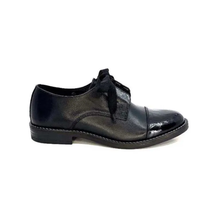 Myma 7008/01 Cuir Noir Vernis Noir*Femme Lacets