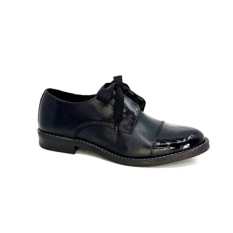 Myma 7008/01 Cuir Noir Vernis Noir*Femme Lacets