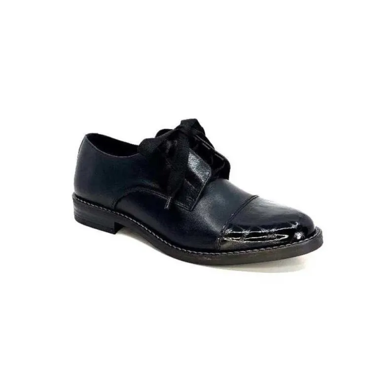Myma 7008/01 Cuir Noir Vernis Noir*Femme Lacets