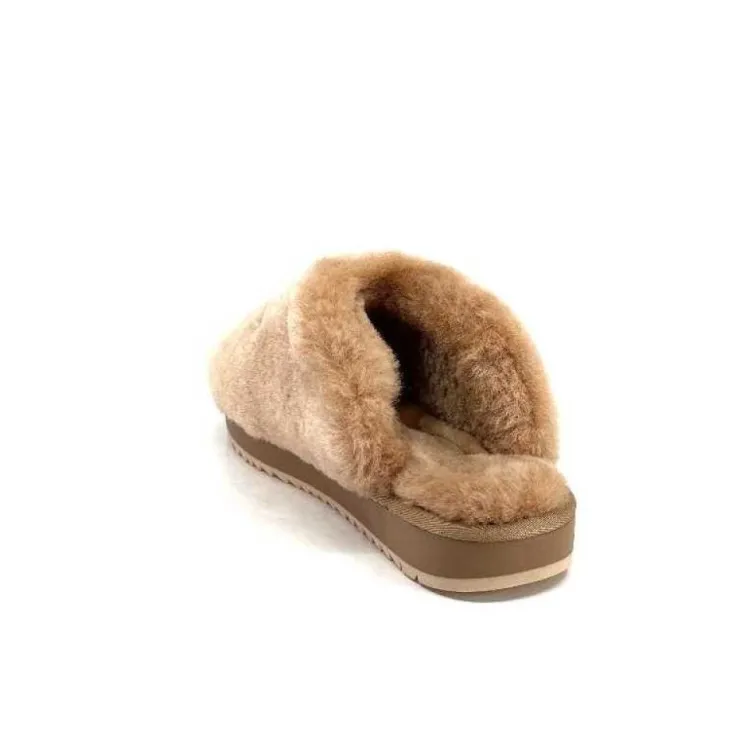 Nathan Baume 232N74-03 Mouton Camel*Femme Pantoufles