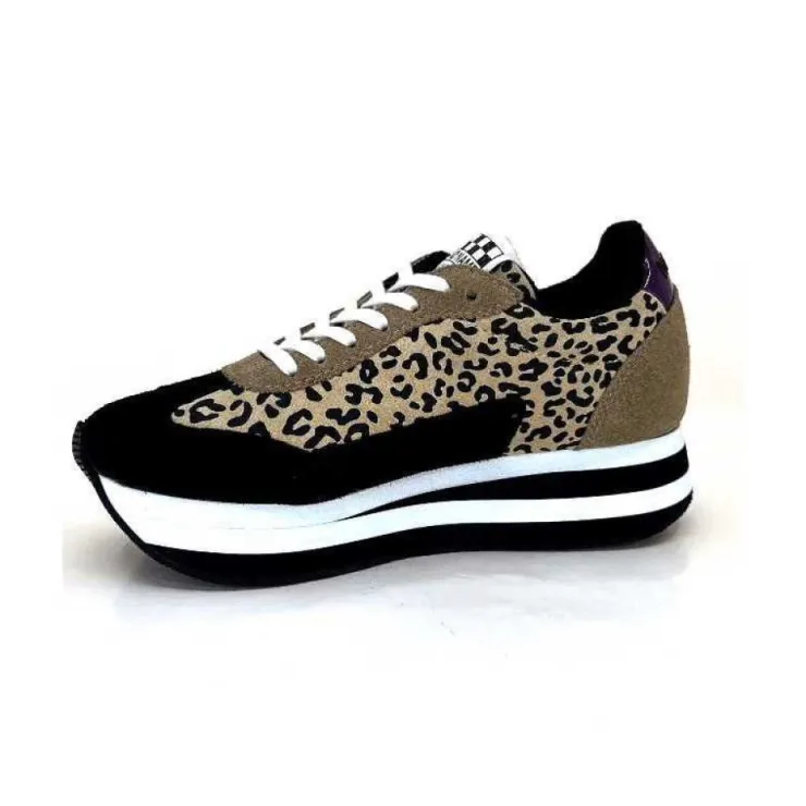 No Name Flex M Jogger Daim Textile Beige Et Noir*Femme Baskets