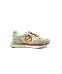 No Name Mia Jogger Daim Textile Beige Pastel Vert*Femme Baskets
