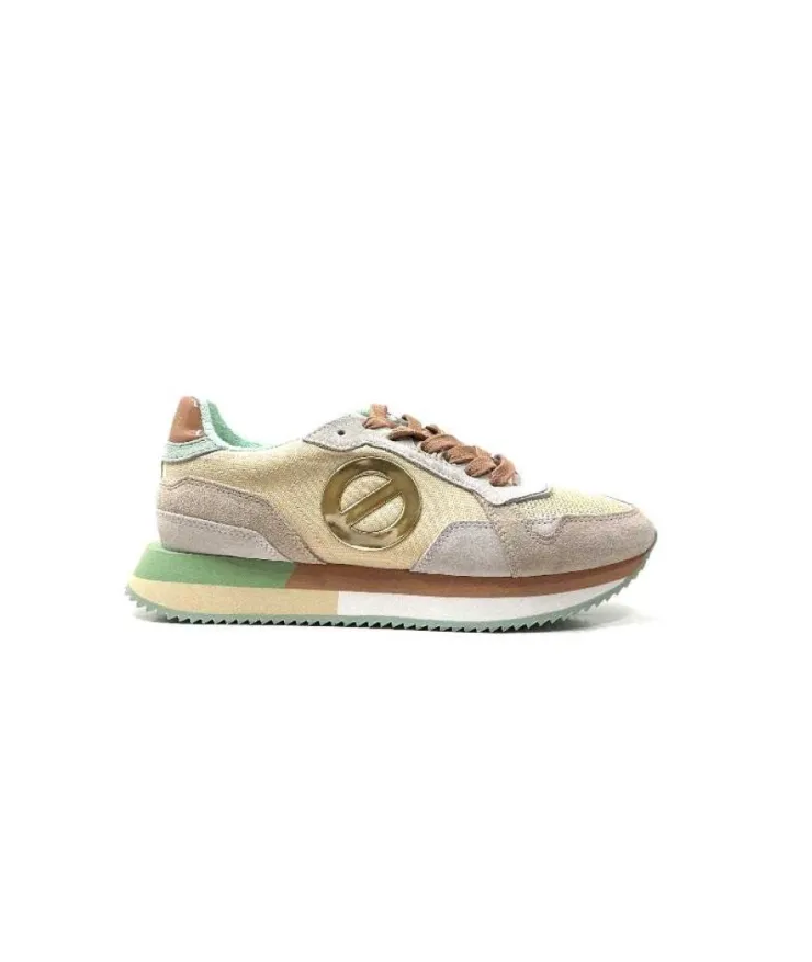 No Name Mia Jogger Daim Textile Beige Pastel Vert*Femme Baskets