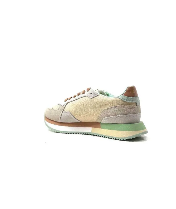 No Name Mia Jogger Daim Textile Beige Pastel Vert*Femme Baskets