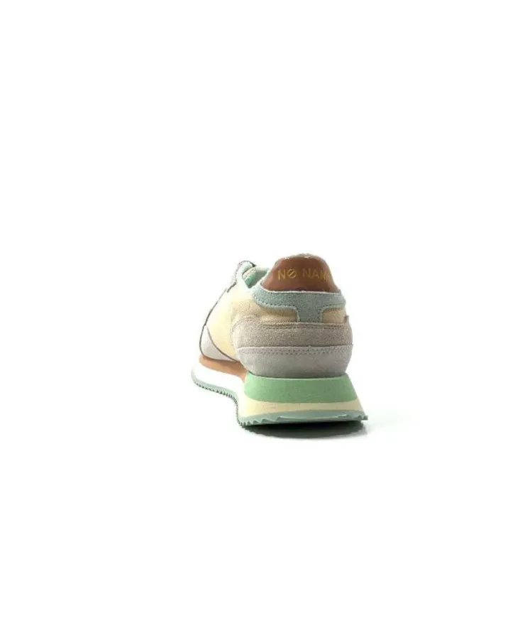 No Name Mia Jogger Daim Textile Beige Pastel Vert*Femme Baskets