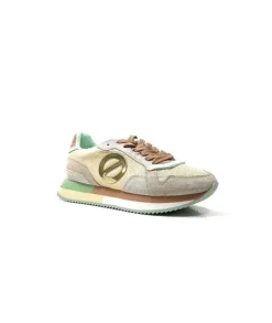 No Name Mia Jogger Daim Textile Beige Pastel Vert*Femme Baskets