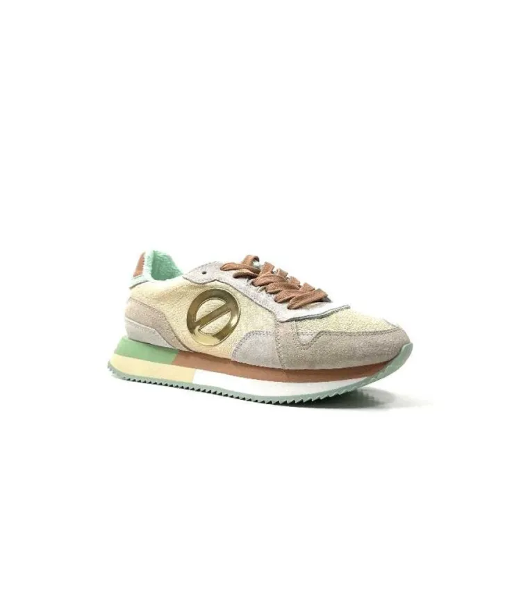 No Name Mia Jogger Daim Textile Beige Pastel Vert*Femme Baskets
