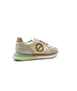 No Name Mia Jogger Daim Textile Beige Pastel Vert*Femme Baskets