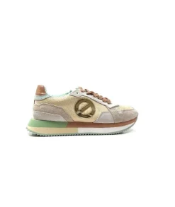 No Name Mia Jogger Daim Textile Beige Pastel Vert*Femme Baskets