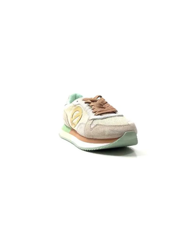 No Name Mia Jogger Daim Textile Beige Pastel Vert*Femme Baskets