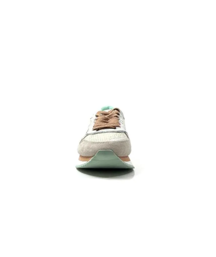 No Name Mia Jogger Daim Textile Beige Pastel Vert*Femme Baskets