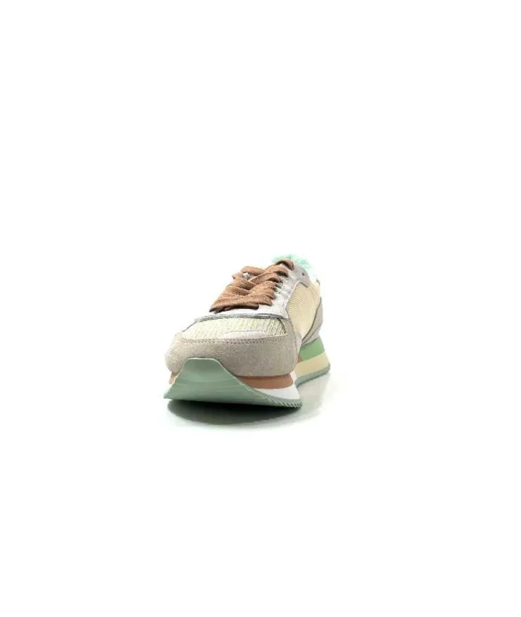 No Name Mia Jogger Daim Textile Beige Pastel Vert*Femme Baskets