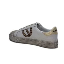 No Name Strike Side Cuir Blanc Or*Femme Baskets