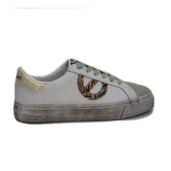 No Name Strike Side Cuir Blanc Or*Femme Baskets