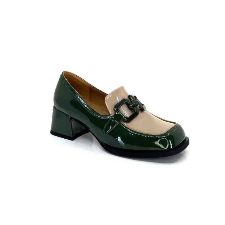noa harmon 9581-M01 Ben Cuir Vernis Vert*Femme Mocassins